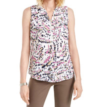 JM Collection Womens Sleeveless Printed Zip Front Top Large - £35.15 GBP
