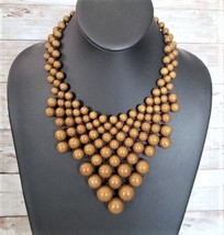 Vintage Necklace Stunning Tan Brown Beads Retro Statement Necklace - £13.29 GBP