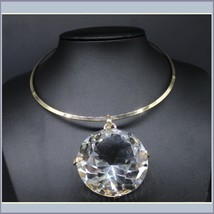 Gargantuous One Crystal Rhinestone Diamond Cut Glory Stone Choker Necklace  - £43.12 GBP