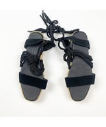ASOS Shoes Womens Rope Lace-Up Flat Sandal Black Size 5 Strappy Textured - $123.73 MXN