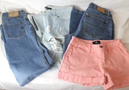 TOMMY, O&#39;NEILL, CELLO FOREVER 21 Size 7 Lot of 4 Jeans &amp; Shorts Denim Zi... - $43.55
