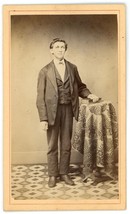 CIRCA 1880&#39;S CDV Handsome Young Man Suit &amp; Tie Book J.S. Aunspach Pillow PA - £7.46 GBP