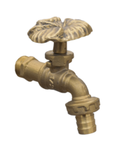 Brass Garden Faucet Tap Medium HIBISCUS Spigot Yard Vintage Water Home Outdoor - £36.76 GBP