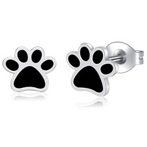 Hong Kong Style Cool Black Elegant Cat&#39;s Paw Ear Studs Refined And Simple Design - £8.03 GBP