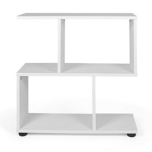 24 Inch 3-Tier Geometric Bookshelf with Thick Foot Pads-White - Color: W... - $52.11