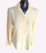 Buttercream Yellow Vintage Royal Silk Button Down Crushed Silk Blouse Si... - $29.09