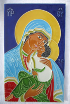 Creazioni Luciano Large Italian Pottery Wall Tile Madonna Mary and Baby Jesus - £22.64 GBP