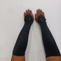 Sexy Women's Nylon Spandex Blend Fingerless Stretch Black Gloves - One Size image 5