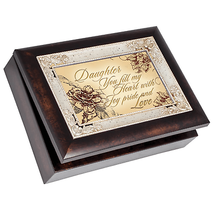 Italian-Inspired Burl Wood Music Box With Photo Frame - £37.02 GBP