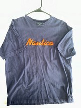 Nautica Pullover T-Shirt Men&#39;s Size Medium Purple Cotton Crew Neck spell... - £16.72 GBP
