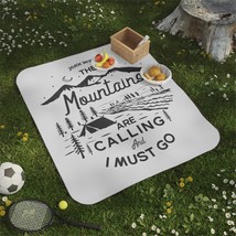 Custom Picnic Blanket - Mountain Adventure - 61&quot; x 51&quot; - Black Carrying ... - £49.22 GBP