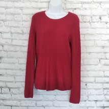 G.H. Bass &amp; Co Sweater Womens Large Red Cable Knit Acrylic Long Sleeve Crew Neck - £14.12 GBP