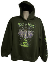 RICK &amp; MORTY Mens Adult Swim Aliens Green Pullover Hoodie Sweatshirt XL Stretch - £31.06 GBP
