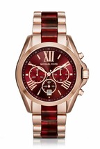 Michael Kors MK6270 Bradshaw Rose Gold Red Chronograph Women Watch - £111.90 GBP