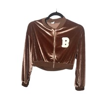 SHEIN Kids Velour Crushed Velvet Cropped Jacket Monogram B Embroidered S... - $281.56 MXN