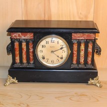 Antique Ingraham 8 Day Gonging Mantle Clock ~ Early 1900&#39;s ~ Unusual ~ Runs Good - £218.81 GBP