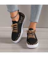 Lace-Up Leopard Flat Sneakers - $61.63 CAD