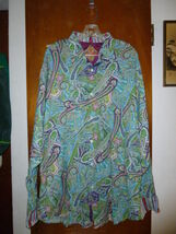 Mens Robert Graham Colorful Paisley Shirt 2XLT Tall Cotton Body Silk Trim - $129.00