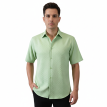 Men Short Sleeve Sport Shirt by BASSIRI Light Weight Soft Microfiber 61991 Green image 6
