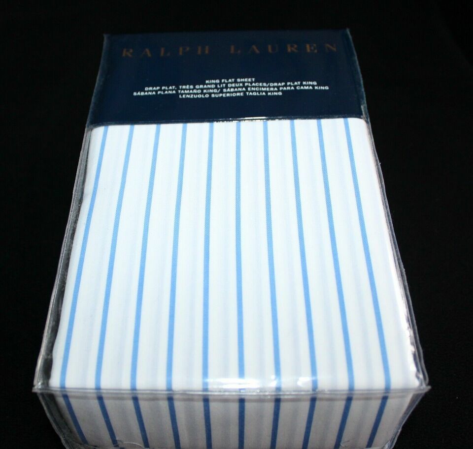 Ralph Lauren Prescott Stripe King Flat Sheet $215 Georgica Bedding Collection Item image 5