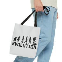 Evolution Sublimation Tote Bag, Ape to Human Silhouettes, Hiking Stick, ... - $21.63+