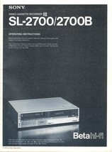 SONY SL-2700 OWNER&#39;S MANUAL VERY FINE RARE - $9.95