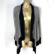 Theme Open Front Draped Cardigan Striped Stretch Shirt Top Sweater Womens Small - £9.94 GBP