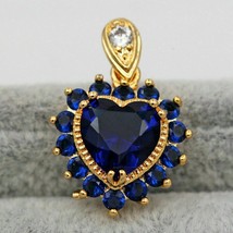 1.30 Ct Heart Cut Blue Sapphire Women&#39;s Heart Pendant 14k Yellow Gold Finish 925 - £75.13 GBP