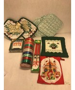 Lot Vintage kitchen potholdersChristmas xmas coasters candles hot pad ri... - £18.98 GBP