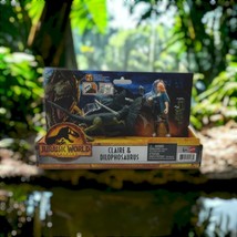 Mattel Jurassic World Dominion Dilophosaurus &amp; Claire Action Figures GWM28 Toy - £14.11 GBP