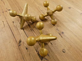 3 LARGE JACKS CAST IRON GOLD COLOR 5 1/2” Wide Book Ends Decor Weight To... - $29.99