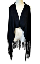 Black Faux Suede Open Fringed Vest Size OS BOHO Duster Do Everything in ... - £15.29 GBP