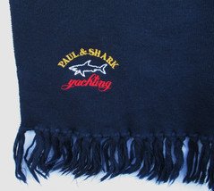 Paul &amp; Shark Yachting Navy Blue Wool Scarf Made in Italy 64x12 Embroidered Logo - £102.83 GBP