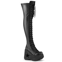 Demonia DYNAMITE-300 Women&#39;s 5&quot; Star Cutout Platform Lace-Up Thigh-High Boots - £95.88 GBP