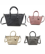 Women&#39;s Vegan Leather Woven Small Top Zip Satchel Tote - $65.83 CAD