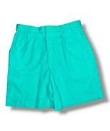 Vintage David Brooks Women&#39;s Shorts Teal Green High Waisted Size 12 Cott... - £17.20 GBP