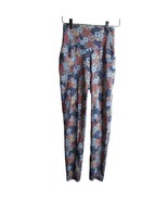 Floral blue multicolor Sz S cropped Leggings Pockets  Activewear - $8.00