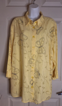 Alfred Dunner Yellow Button-down Butterfly Embellished Top Shirt Blouse 18W - £16.56 GBP