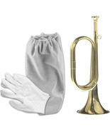 One-Piece, Gold-Plated Bugle Horn, Brass Cavalry Trumpet Instrument, Per... - $43.96