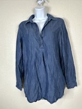 Gap Womens Size S Blue Chambray Collared Tunic Shirt Long Sleeve - £8.18 GBP