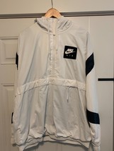 Nike AIR Men&#39;s Anorak Sweatshirt White Nylon Hooded Windbreaker Medium NEW - £38.54 GBP