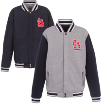 New Mens Cardinals 2-tone Reversible Fleece Jacket Baseball - Gray/Navy - $89.90