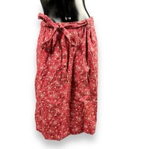 Vtg LL Bean Womens Red Floral Cotton Wrap Skirt USA Made Cottage Prairie Sz M - £19.70 GBP