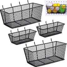 Pegboard Baskets Metal Wire Shelf Baskets Peg Board Organizer 4 Pcs Black  - £55.84 GBP