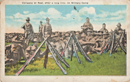 U S Company At REST-AFTER A Long Hike At Military CAMP~1917 WW1 Antique Postcard - £5.46 GBP