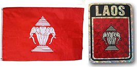 AES Wholesale Combo Set Laos Old Country 3x5 3x5 Flag and Decal Fade Resistant - £7.90 GBP