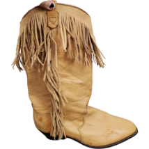 Dingo Cowboy Boots Western Fringe Mid-calf Tan Leather Pointed Toe Women... - £24.99 GBP