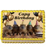 10" by 8" Capybara Capy Birthday Edible Image Birthday Party Cake Topper, Frosti - $17.47
