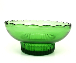 Green Glass Pedestal Bowl Dish M2000 E.O. Brody Co - £7.05 GBP