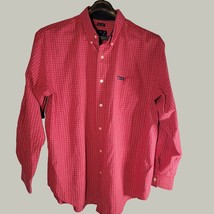 Chaps Button Down Shirt XL Mens Red Plaid Pattern Long Sleeve Easy Care Pocket - £11.14 GBP